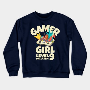 Gamer Girl Level 9 Unlocked! Crewneck Sweatshirt